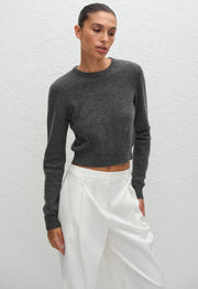 Cashmere Crew Baby Sweater - Charcoal - Matteau